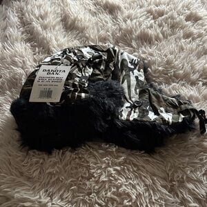 Dakota Dan Camouflage Aviator Hat with Black Fur Trim
